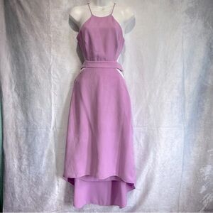 HALSTON Hertiage Lilac Halter Neckline Open Back Cut Out Crossed Dress Size 2